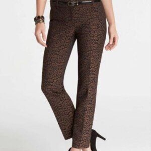 Ann Taylor Leopard Print Jacquard Slimming Cropped Pleated Ankle Trousers (8P)